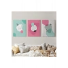 Yaprak Desenli Soyut Dekoratif Duvar Tablosu Üçlü Set-EL-111