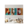 Yaratıcı Soyut Geometrik 3lü Portre Seti Kanvas Duvar Tablosu-AD-4