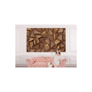 3D Ahşah Geometrik Desenli Duvar Kağıdı-5624