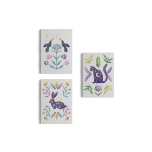 3’lü Tablo Hayvan Temalı Koleksiyon Dekoratif Şık ve Modern Duvar Tablo Seti-AŞ-19