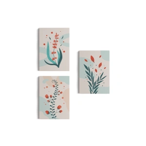 3’lü Tablo Modern Sanat Posterleri Yaz Çiçek Koleksiyonu Dekoratif Duvar Tablo Seti-AÜ-22