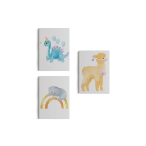 3’lü Tablo Şirin Hayvanlar Temalı Dekoratif Duvar Tablo Seti-BU-46
