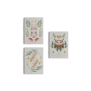 3’lü Tablo Vahşi Hayvanlar Temalı Dekoratif Duvar Tablo Seti-BN-38