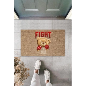 Bej Kapı Önü Paspası Fight For You Ayıcık Desen  K-3321