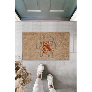 Kahverengi Kapı Önü Paspası Lazy Day Ayıcık Desen  K-3235