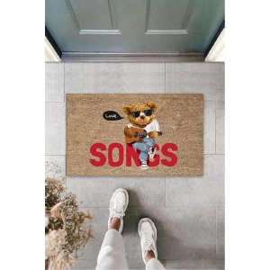 Dijital Song Ayıcıklı Bej Kapı Paspası Dış Mekan Paspas K-3163