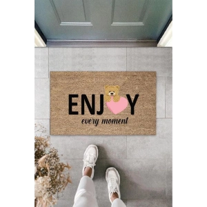 Bej Kapı Önü Paspası Enjoy Ever Moment Ayıcık Desen  K-3351