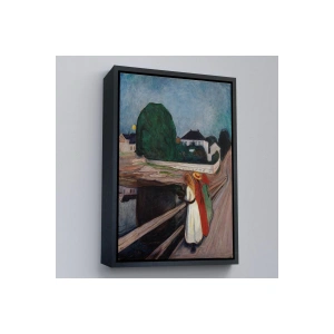 Ahşap Çerçeveli Edvard Munch - Köprüdeki Kızlar Tablo - The Girls On The Bridge-7429