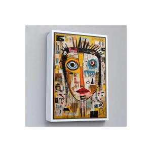 Ahşap Çerçeveli Sürreal İnsan Yüzü Tablosu-8001
