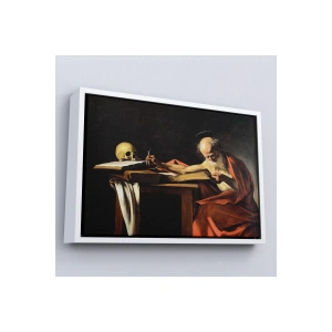 Ahşap Çerçeveli Caravaggio - Saint Jerome Yazma Tablo-7124