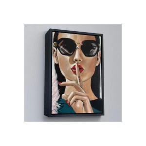 Ahşap Çerçeveli Şişşt Yapan Güzel Kadın Tablosu-7953