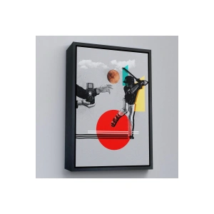 Ahşap Çerçeveli Beyzbol Sporcusu Ve Kamera Tutan Retro Eller Tablosu-7917