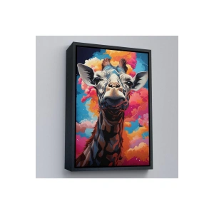 Ahşap Çerçeveli Sevimli Zürafa Tablosu-7773