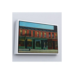 Ahşap Çerçeveli Edward Hopper - Pazar Sabahının Erken Saatleri Tablosu - Early Sunday Morning-7069