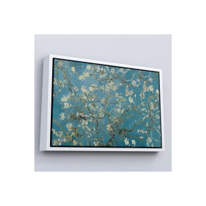 Ahşap Çerçeveli Vincent Van Gogh - Çiçek Açan Badem Ağacı Tablosu-7050