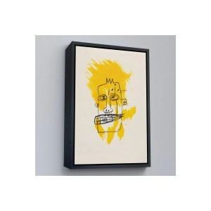 Ahşap Çerçeveli Jean-Michel Basquiat - Sarı Saçlı İsimsiz Tablo-7440
