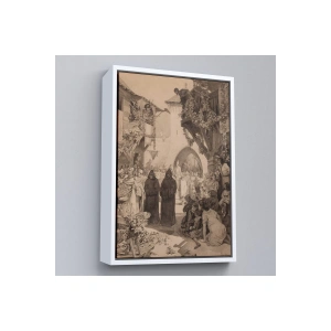 Ahşap Çerçeveli Alphonse Mucha - İmparator Lothair Ve Masum Papa Tablo-7342