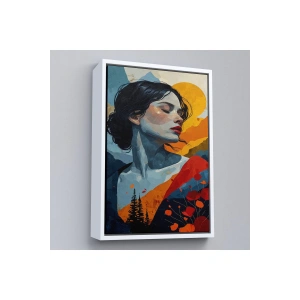 Ahşap Çerçeveli Soyut Güzel Kadın Tablosu-7922