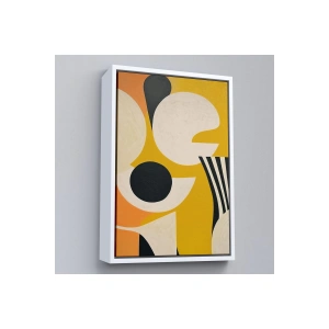 Ahşap Çerçeveli Sarı Siyah Tonlu Soyut Tablo-7627