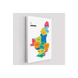 Adana İli ve İlçeler Haritası  Dekoratif Kanvas Tablo 1248