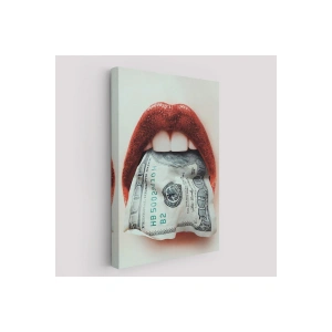 Ağzın da Dolar Olan Kadın Duvar Tablosu-6260