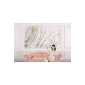 Altın Ve Beyaz Soyut Mermer Desenli Duvar Kağıdı-5538