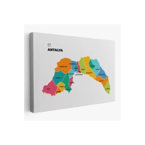 Antalya   İli ve İlçeler Haritası  Dekoratif Kanvas Tablo 1269