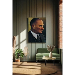 Atatürk Portre Tablosu Mustafa Kemal Atatürk Dikdörtgen Dekoratif Kanvas Tablo-DH-85