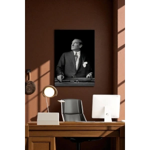 Atatürk Portre Tablosu Mustafa Kemal Atatürk Dikdörtgen Dekoratif Kanvas Tablo-DI-86