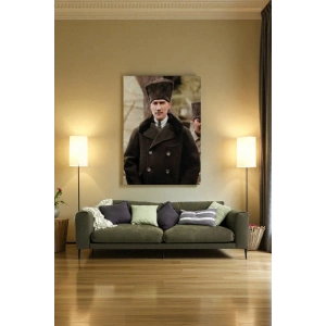 Atatürk Portre Tablosu Mustafa Kemal Atatürk Dikdörtgen Dekoratif Kanvas Tablo-FA-125