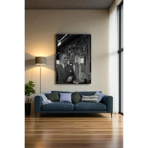 Atatürk Portre Tablosu Mustafa Kemal Atatürk Dikdörtgen Dekoratif Kanvas Tablo-FK-135