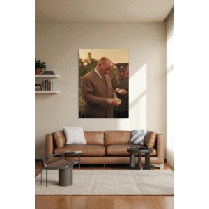 Atatürk Portre Tablosu Mustafa Kemal Atatürk Dikdörtgen Dekoratif Kanvas Tablo-FN-137