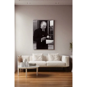 Atatürk Portre Tablosu Mustafa Kemal Atatürk Dikdörtgen Dekoratif Kanvas Tablo-FR-141
