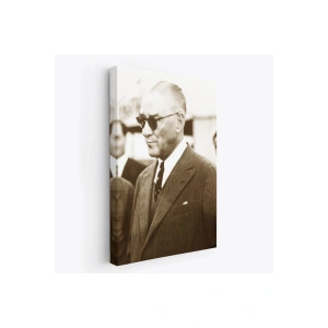 Atatürk Portre Tablosu Mustafa Kemal Atatürk Dikdörtgen Dekoratif Kanvas Tablo-FŞ-143