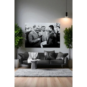 Atatürk Portre Tablosu Mustafa Kemal Atatürk Dikdörtgen Dekoratif Kanvas Tablo-FU-145