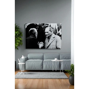 Atatürk Portre Tablosu Mustafa Kemal Atatürk Dikdörtgen Dekoratif Kanvas Tablo-FV-147