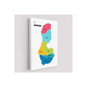 Batman İli ve İlçeler Haritası  Dekoratif Kanvas Tablo 1285