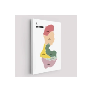 Batman İli ve İlçeler Haritası  Dekoratif Kanvas Tablo 1286