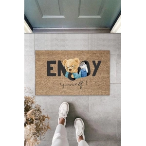 Bej Kapı Önü Paspası Enjoy Yourself Ayıcık Desen  K-3337