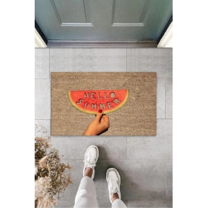 Bej Kapı Önü Paspası Hello Summer Dilim Karpuz Desen  K-3264
