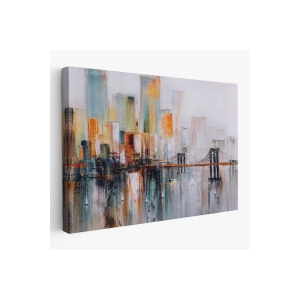 Brooklyn Köprüsü New York Yağlıboya Görünüm Dekoratif Tablo-3744