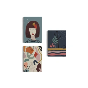 Çağdaş, Modern, Soyut Pastel 3 lü Duvar Tabblo Seti-AH-8