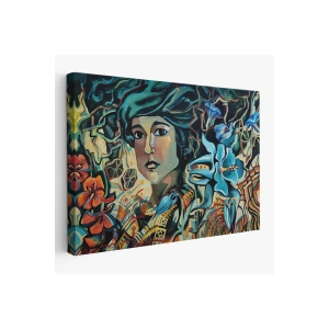 Çiçekler Arasındaki Kadın Duvar Tablosu-3729