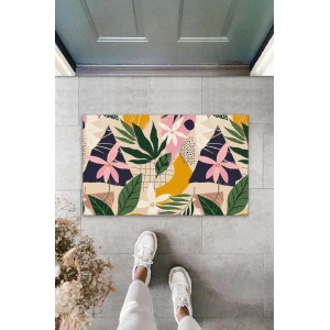 Dekoratif Dijital Baskı Renkli Çiçek Dış Mekan Paspas K-2105