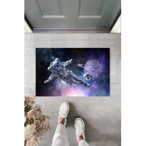 Dekoratif Dijital Galaxy Astronot Mavi Kapı Paspası Dış Mekan Paspas K-2119