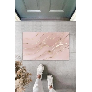Dekoratif Dijital Modern Dalgalı Açık Pembe Kapı Paspası Dış Mekan Paspas K-3113
