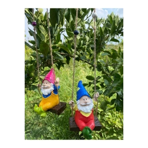 Dekoratif Sallanan Cüce Bahçe Balkon Süsü (9 X 13 Cm) Ikili Takım