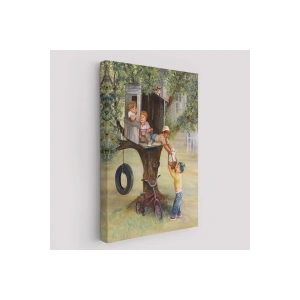 Dianne Dengel Ağaç Evde Oynayan Çocuklar Tablosu-6262