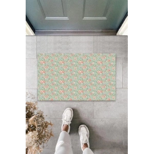 Dijital Baskı Açık Yeşil Çoklu Çiçek Paspas K-3072