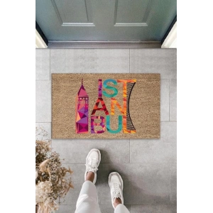 Dijital Baskı Bej İstanbul Paspas K-3029